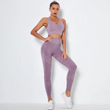 Gym Set Fitness Clothing Sportswear High Waist Women Gym Leggings Tights Padded Push-up Sports Bra 2 Pcs Sports