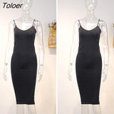 Seamless Nude Slip Dress 2023 Summer Women Adjustable Strap Sexy Vestidos Stretchy Bodycon Slim Midi Dress