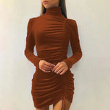 Sexy Velvet High Collar Long Sleeve Rope Pucker Club
