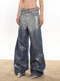 Women's Jeans High Waist Straight Coated Light Casual Graffiti Loose Wide Leg Denim Pants 2024 Summer New Fashion 29L6687H-Outfit