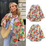Women's Wear 2023 Autumn Floral Print Loose Quilted Padded Coat Women's Jacket MG37-Outfit