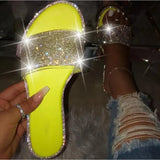 Sandals Women Rhinestone Slippers Shoes Diamond Glitter Slides Sandalias Femme Slip On Flip Flops Ladies Flat