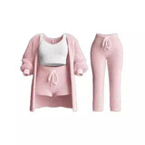 2025 New Knitted Plush Long-Sleeved Coat Vest Shorts Four-Piece Set + Three-Piece