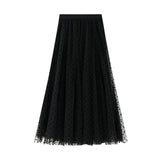 Summer Women Dot Mesh Patchwork Skirt 2021 Fashion Ladies Sexy Club Street Casual OL Korean Style Skirts Waist