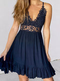 Dress Lace Stitching Solid Irregular Hem Dress Adjustable Strap Flounced Elegant Vestidos Para Mujer Dresses For