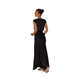 Women's 2026 Spring And Summer Fading Face Solid V Collar Sexy Fishtail Skirts Party Dress Dress