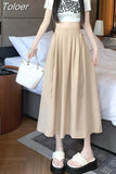 Fashion High Waist A-line Skirt Casual Elegant Summer All-match Basic Soft Casual Korean Style Design Retro