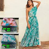 Women's Clothing New Spring And Summer Slant Shoulder Holiday Wind And Flowers High-End Dress Dress Women's