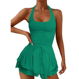 Women Tennis Dress Summer Casual Solid Color Sleeveless Open Back Athletic Mini Dresses with Pockets Sports Workout Golf Dress 703-1-Outfit