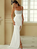 Ruched Spaghetti Strap Split Dress with