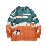 Cows Prairie Vintage Korean Fashions Sweater Mens 2021 Winter Pullover Casual Harajuku Sweater