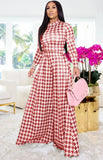 Plaid Long Sleeve Top and Wide Pants