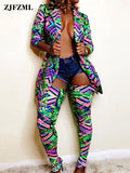 Camo Printed Vintage 2 Piece Outfit Women Long Sleeve Blazer Top+Long Socks Sweatsuits Autumn Winter Matching Set