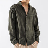 Shirt Men's Long-Sleeved Autumn Chinese Style Men's Shirt Loose Men's Coat Cotton And Linen Casual Blouse-Outfit