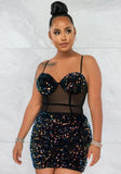 Sexy Strap Sleeveless Beading Mini Sheath Club