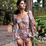 Sleeve Swimwear Women 2021 New Printed One Piece Swimsuit Female Plus Size Swimwear Monokini Bathing Suit Summer Beach