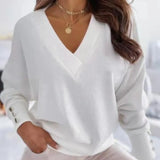 V-neck Jumper Knitted Sweater Women Autumn Loose Pullover Women Sweater Loose Office Lady Casual Winter Female Sweater