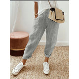 Summer New Woven Woven Stripe Splicing Design Loose Casual Pants