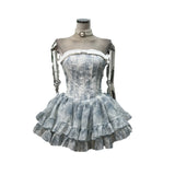 Temperament Chic Fish Bone Waist-Meared Twiggy Girl Dress With The Same Color Pumpkin Anti-Walking