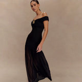 Women's Dress 2025 New Temperament Tector-Smeared Braid Net Yarn Splicing A Bag Of Hip Dress