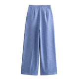 Spring Style Shoulder Padded Double-Breasted Suit 2754132 Pleated Trousers 2757132-Outfit