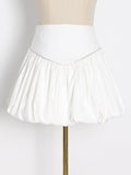 Black Patchwork Diamond Mini Skirt For Women High Waist Ball Gown Casual Loose Skirts Female Fashion Clothing