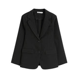 Women Retro Loose Blazer Sets Single-breasted Jacket & Straight Shorts 2 Pieces Sets Female Blazer