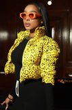 Casual Spotty Printed Zipper Up Long Sleeve Cropped Down