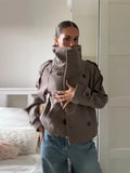 Autumn And Winter Women's Fashion Commuting Collar Collar Buckle Short Coat