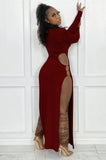 Formal Cut Out Side Slit Keyhole O-Neck Long Party