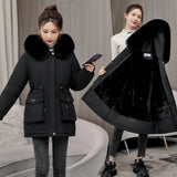 Cotton-Padded Clothes Female Medium Long Style 2023 New Loose Korean Version Of The Wool Collar Plus Velvet Pie To Overcome The Down Cotton Jacket Winter Coat-Outfit