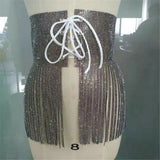Sequin Tassel Metal Mini Skirt Wrap Festival Party Club Beach Bikini Skirt Fringe High Waist Skirts Womens A Line