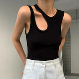 y2k White Cut Out Women's Tank Tops Sleeveless Slim T Shirts Female Clothing 2023 Summer Fashion crop top women camisetas-Outfit