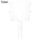 Bodycon Sexy Summer 2023 Short Blusas Ruffle Sleeve V Neck Shirts Beach Streetwear Casual Tunic Womens Tops and