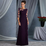 Spring And Summer Wish New Explosive Long Lace Perspective Round-Neck Sleeve Dress