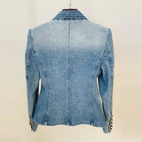 Star New Body Repair Double Buckle Lion Buckle Denim Suit