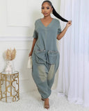 Women's Loose Jumpsuit Women's Fashion Personality Big Pocket Wash Denim