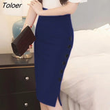 Ladies High Waist Side Split Button Sexy OL Skirts Slim Pencil Skirt For Women Female Skirt Bodycon Fitted Skirt