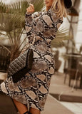 Snake Skin Print Long Sleeve Slit Club