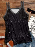Sleeveless Tank Camis Glitter Hollow Out V-Neck Tank Top For Women Female Camisole 2022 Summer New Clothes