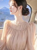 Toloer Design Temperament Wood Ear Top Lady 2025 Spring Super Beautiful Waist Chiffon