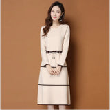 Length Over The Knee With Undergarment Knitted Wool Skirt Autumn And Winter Temperament Close Waist Thin Belt Wool