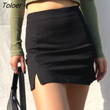 Women Black Sexy Ladies Mini Clothing Side-slit High Waist Baggy Trendy Mujer Birthday Party All-match Harajuku