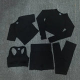Seamless Women Sports Set Workout Sportswear Gym Clothing Fitness Long Sleeve Crop Top High Waist Leggings Sports
