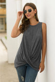 Top Women Sleeveless Top Summer Solid Tees Elegant Tie Tank Tops Casual O-neck Female tshirt Lady Camis