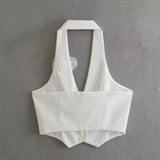 New Bicolor Flower Decorated With Collar Blouse-Outfit