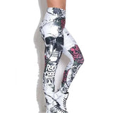 Women Fashion Skull Print High Waist Skinny Legging Pants Sexy Ladies Casual Long Jeggings Pant Trousers Black