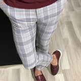 New Men's Casual Dating Men's Lattice Solid Nine-Point