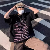 High Street Loose Letter Print Short-Sleeved T-Shirt Man Hip-Hop Pure Cotton Half-Sleeved