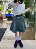Denim Skirt for Women High Waist A-line Jupe Fashion Casual Saia 2023 Faldas Mujer De Moda Korean Summer Mini Skirts-Outfit